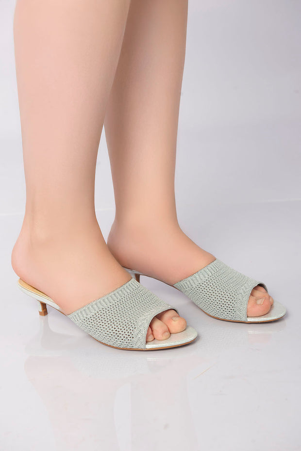 Point Weave Heels - Silver