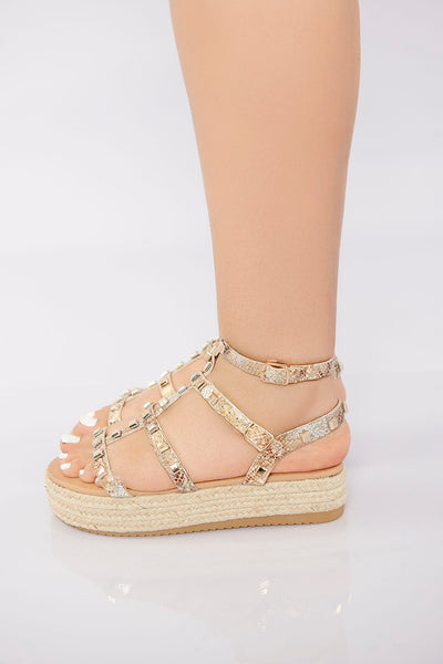 Rockstud Platform Gladiator Sandal - Snake