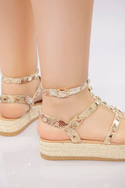 Rockstud Platform Gladiator Sandal - Snake