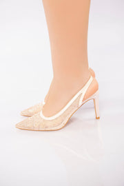 Sheer Crystal-Detail High Heel - Pink