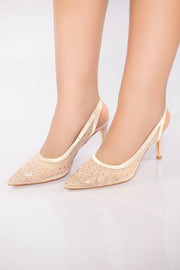 Sheer Crystal-Detail High Heel - Pink