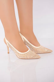 Sheer Crystal-Detail High Heel - Pink