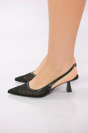 Sheer Mesh Pointed Heel - Black