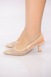 Sheer Mesh Pointed Heel - Nude