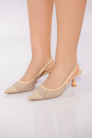 Sheer Mesh Pointed Heel - Nude