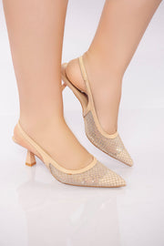 Sheer Mesh Pointed Heel - Nude