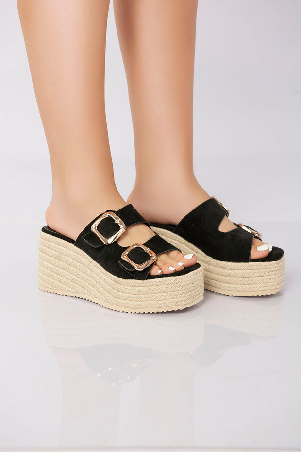 Sierra Buckle Sandal - Black
