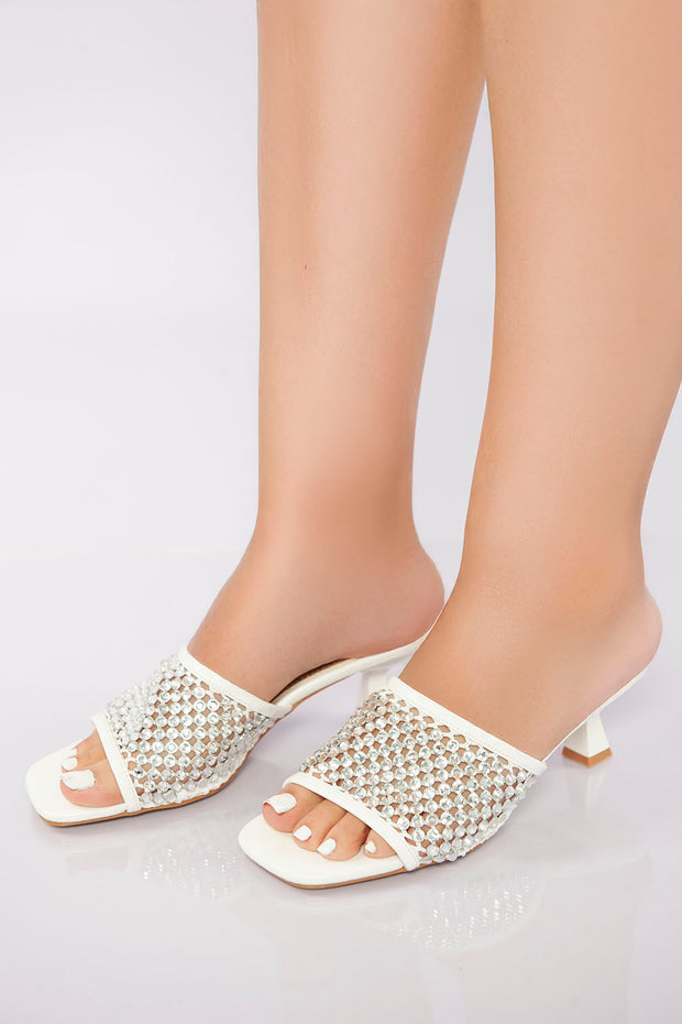 Sparkling Slide Sandal - White