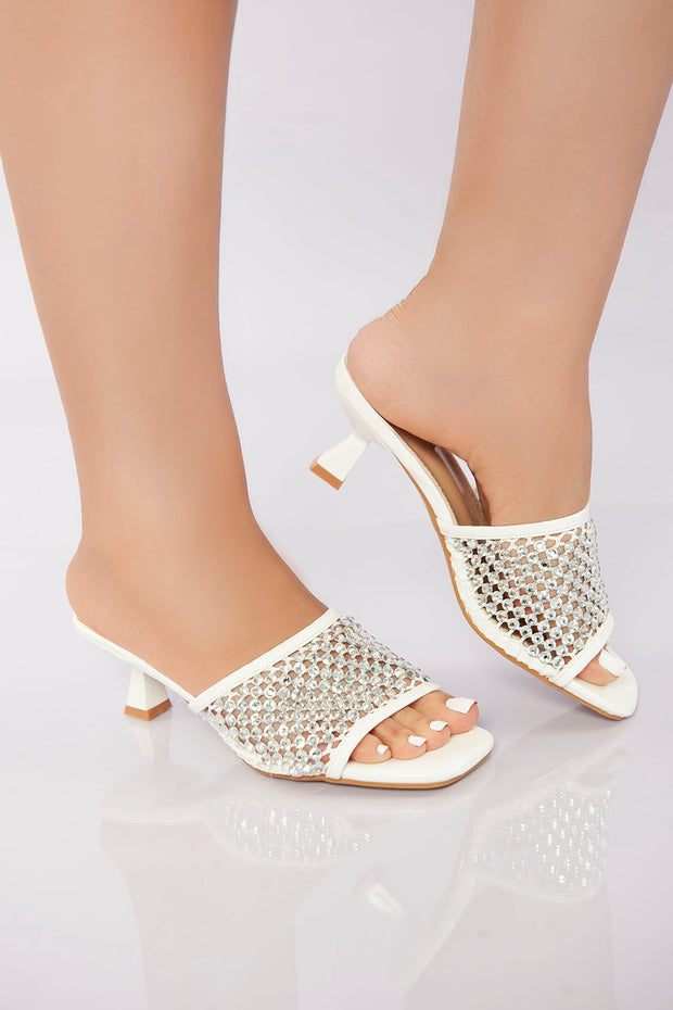 Sparkling Slide Sandal - White