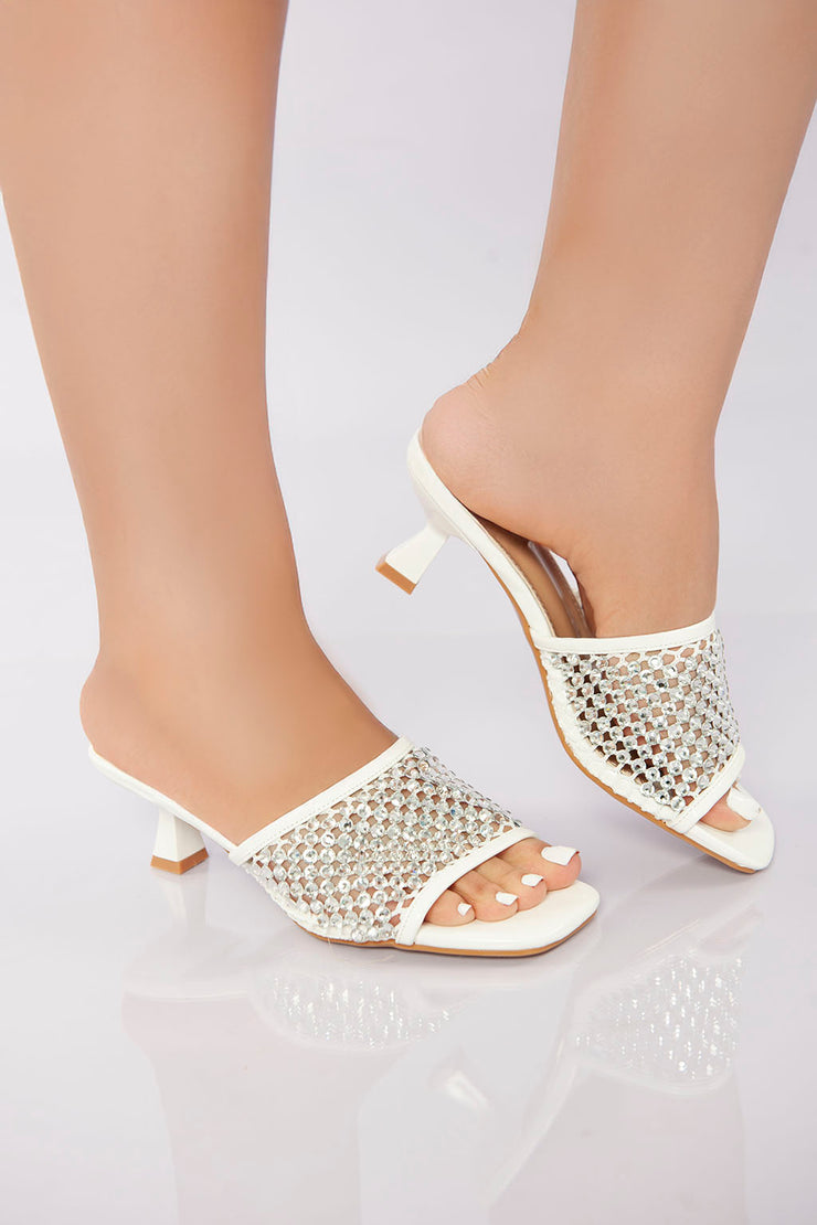 Sparkling Slide Sandal - White