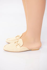 Textured Flat Mule - Beige