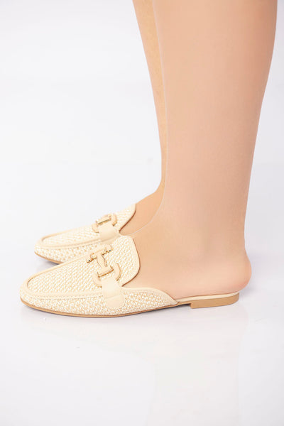 Textured Flat Mule - Beige