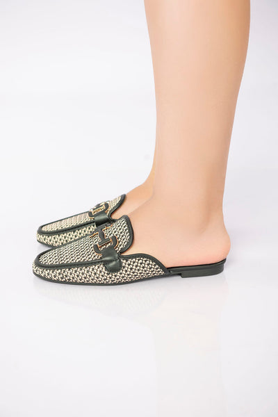 Textured Flat Mule - Black