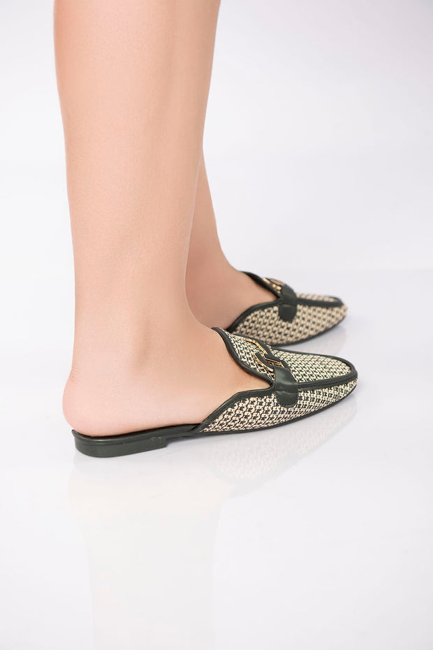 Textured Flat Mule - Black