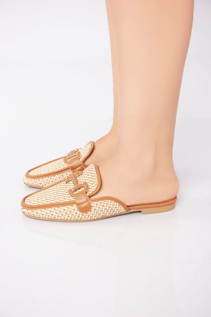 Textured Flat Mule - Camel