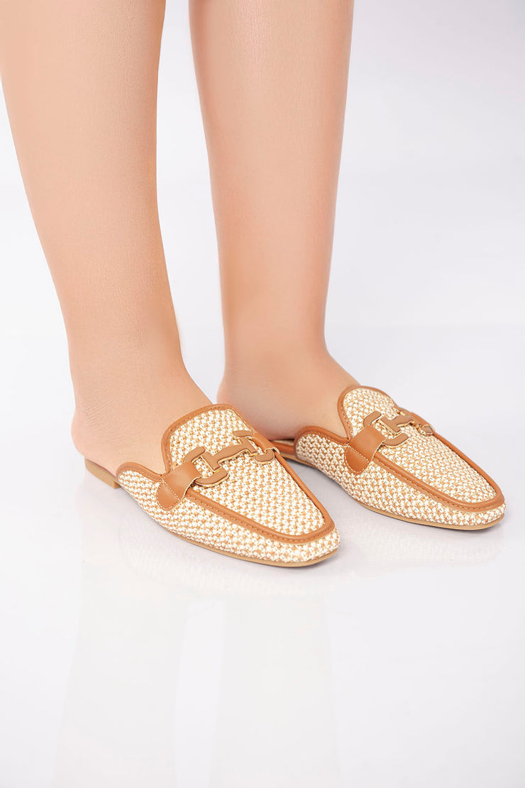 Textured Flat Mule - Camel