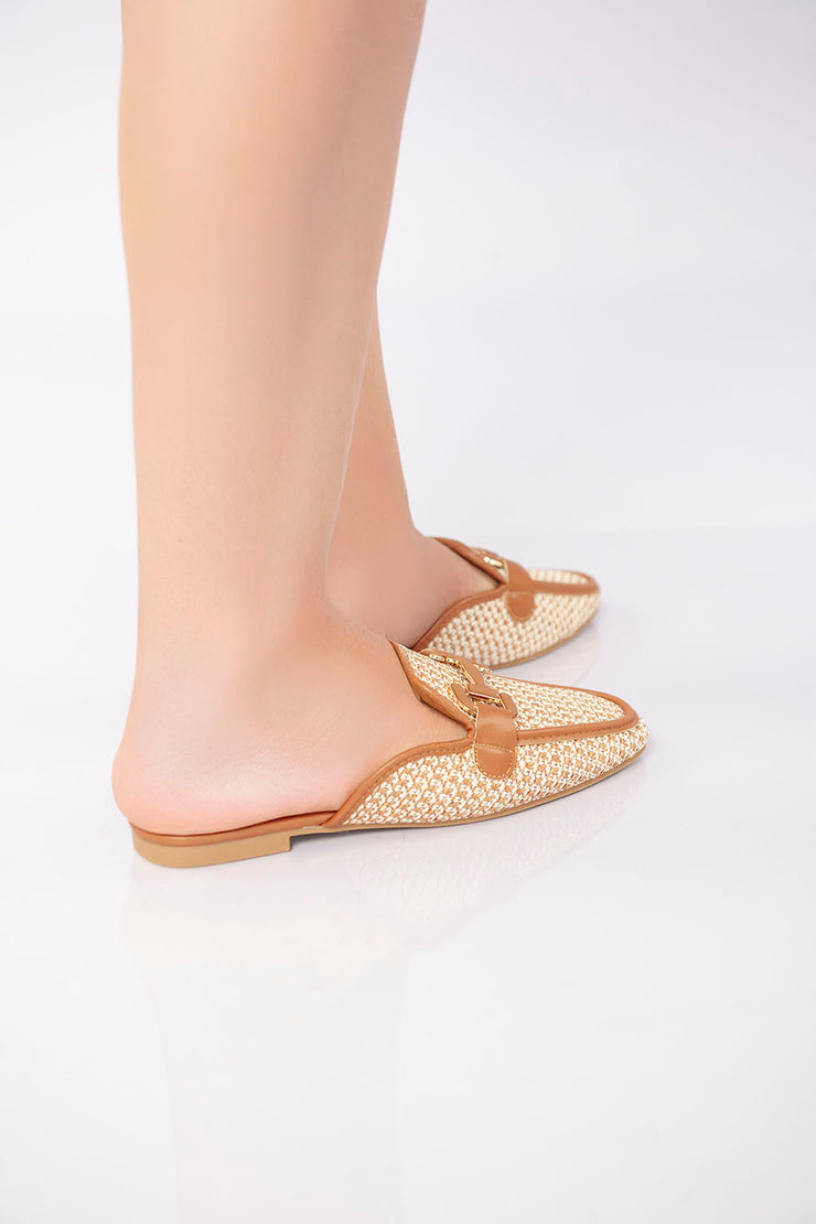 Textured Flat Mule - Camel