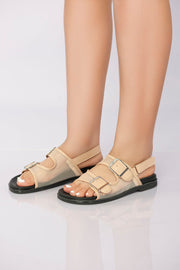 Transparent Mesh Slingback Sandal - Beige