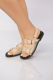 Transparent Mesh Slingback Sandal - Beige