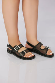 Transparent Mesh Slingback Sandal - Black