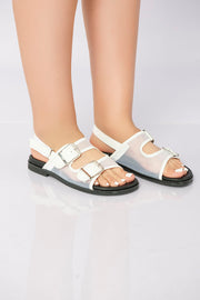 Transparent Mesh Slingback Sandal - White