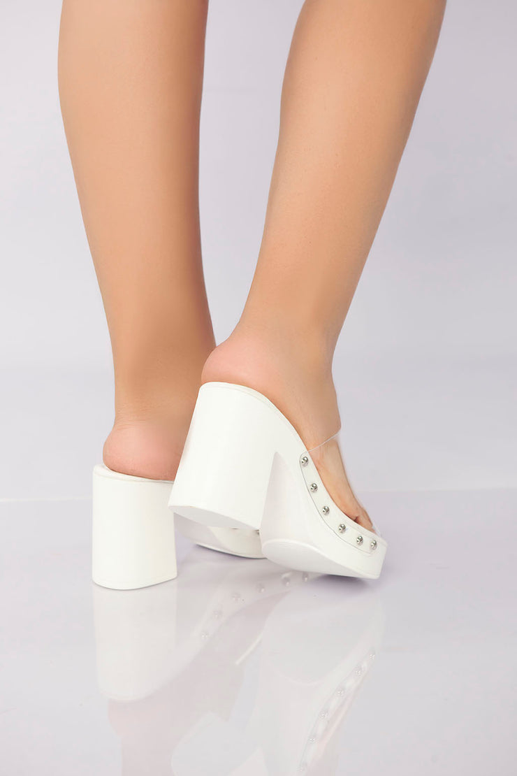 Vivid Vision Block Heel - White