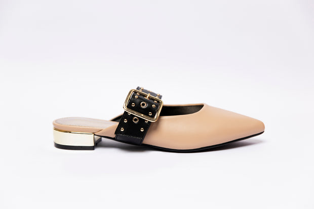 Flat Heel Pointed Toe Buckle Strap