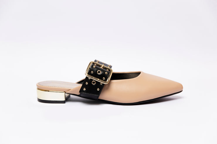 Flat Heel Pointed Toe Buckle Strap