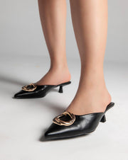 Golden Ring Closed Toe Mules - Sandals - Black