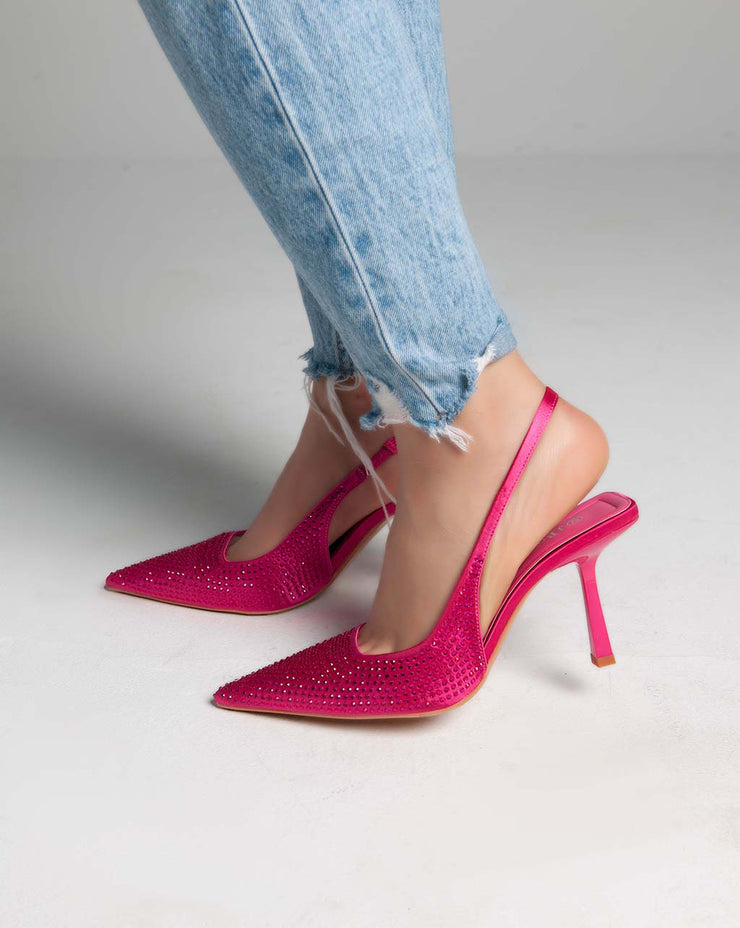 Strass Sling Back Pumps - Heels - Pink