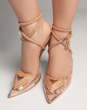 Transparent Ankle Strap - Sandals - Champagne