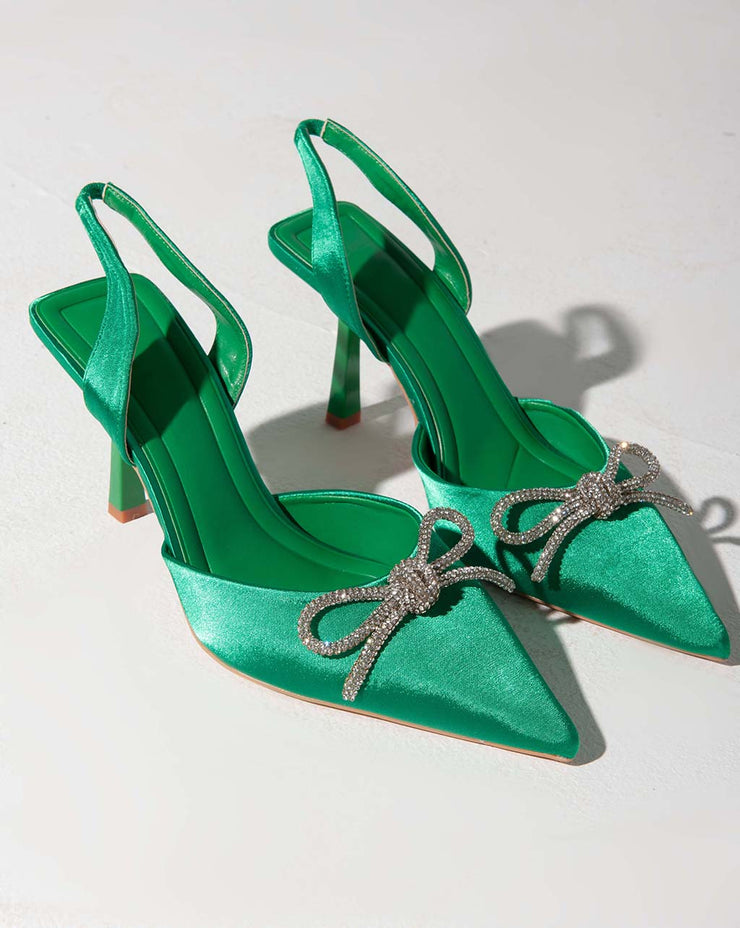 High Heels Sling Back Pumps - Green
