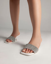 Strass Opened Toe Mules - Sandals - White
