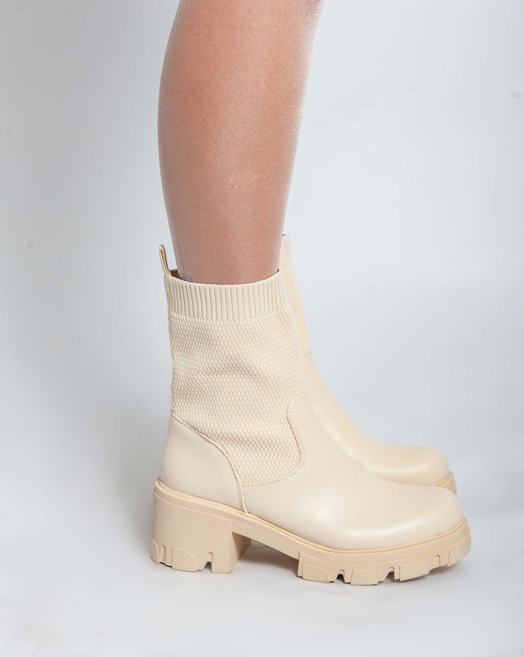 Chunky Ankle Boots - Beige