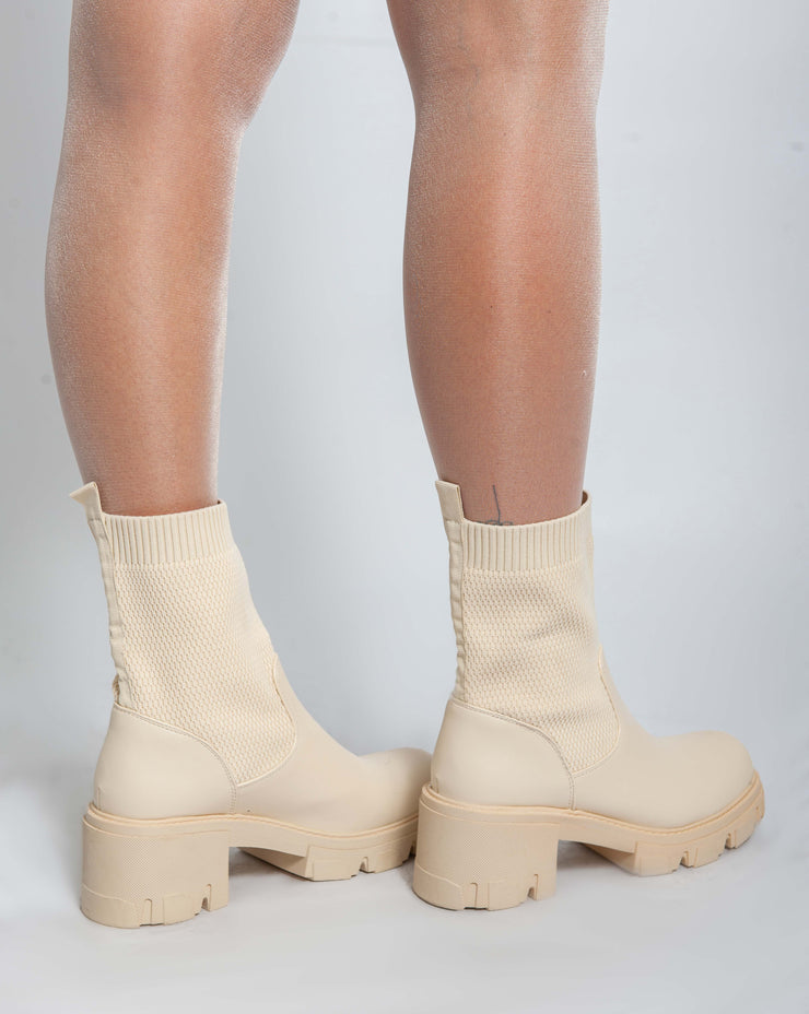 Chunky Ankle Boots - Beige