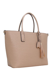 Large shoulder tote bag - Beige