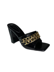 Heels with a gold chain - Black