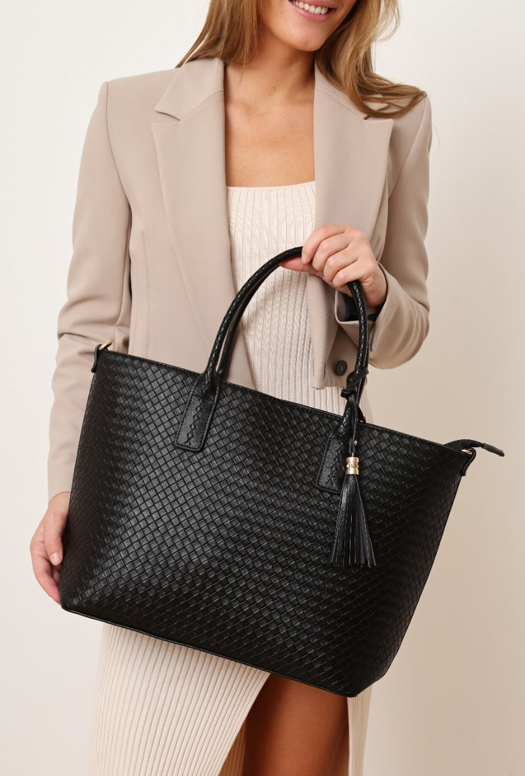 Large Shoulder Tote Bag - Black