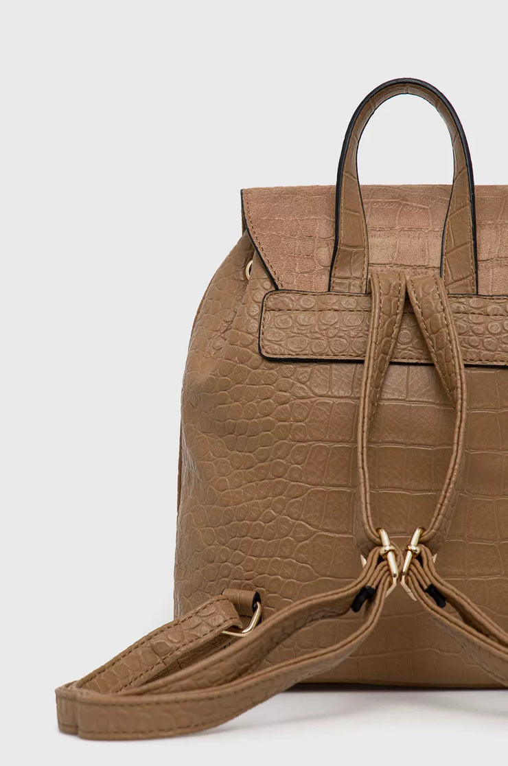 Vintage leather backpack - Beige