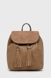 Vintage leather backpack - Beige