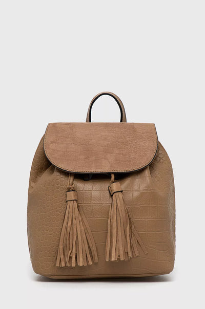 Vintage leather backpack - Beige