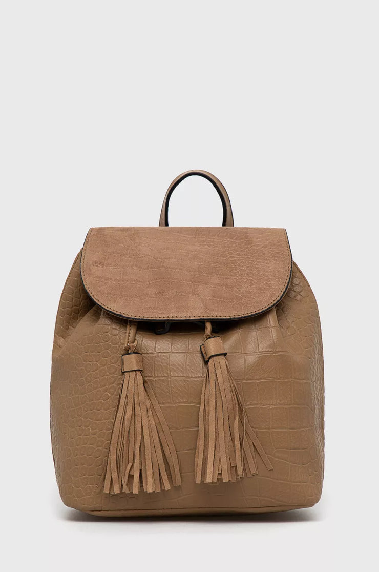Vintage leather backpack - Beige