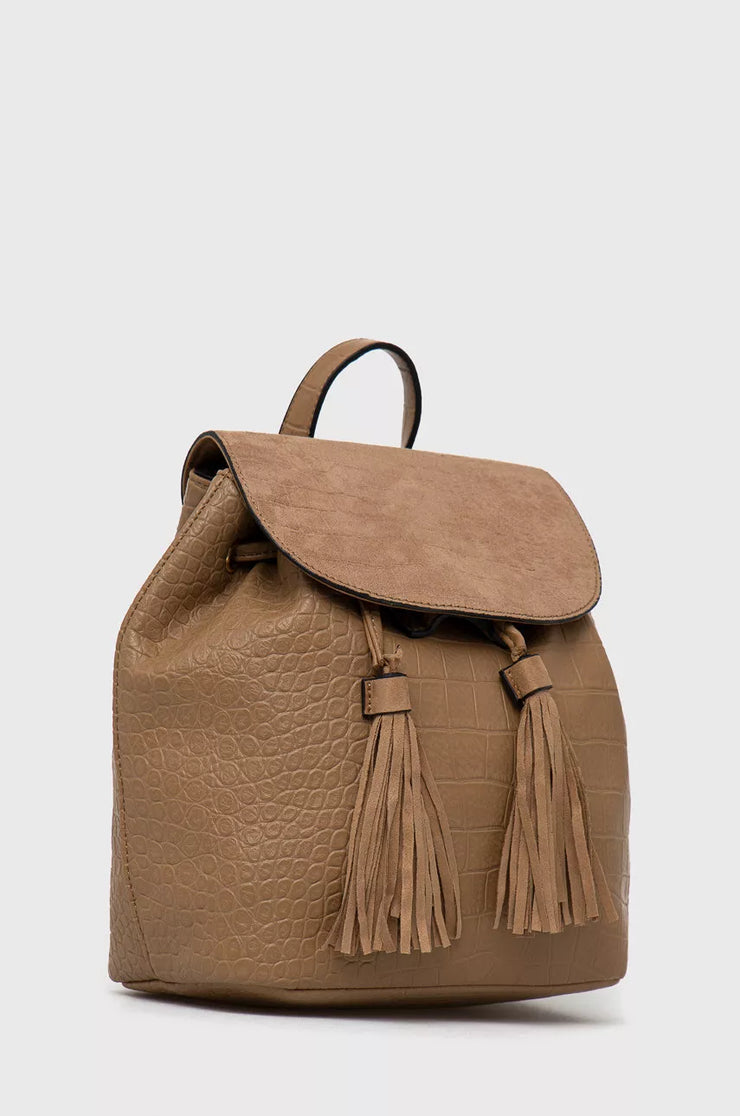 Vintage leather backpack - Beige