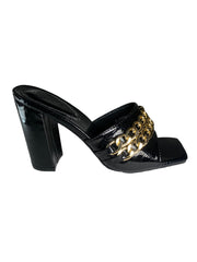 Heels with a gold chain - Black